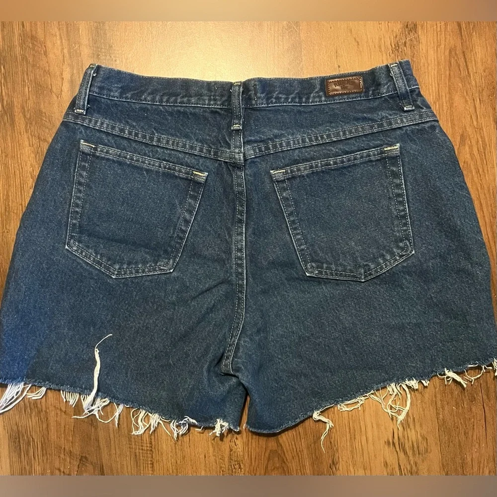 Y2K Lee Riders High Rise Cut Off Blue Relaxed Distressed Denim Shorts Size 12 P